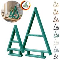 2er SET Holz Weihnachtsbaum Tannen Baum Weihnachtsdekoration aus Holz - Grün