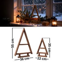 2er SET Holz Weihnachtsbaum Tannen Baum Weihnachtsdekoration aus Holz - Braun