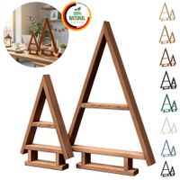 2er SET Holz Weihnachtsbaum Tannen Baum Weihnachtsdekoration aus Holz - Braun