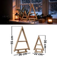 2er SET Holz Weihnachtsbaum Tannen Baum Weihnachtsdekoration aus Holz Unbehandelt