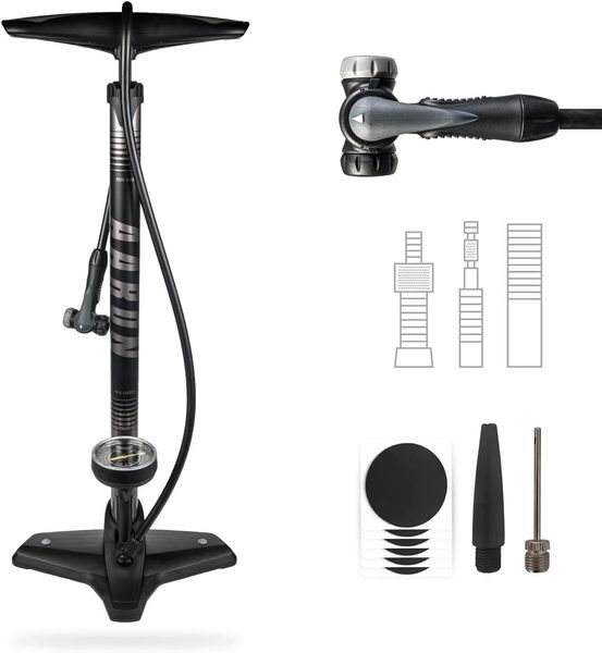 Luftpumpe Sport One in Grau Fahrrad-Stand-Pumpe für alle Ventile mit Manometer
