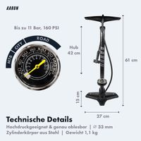 Luftpumpe Sport One in Grau Fahrrad-Stand-Pumpe für alle Ventile mit Manometer