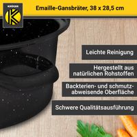 Emaillierter Gansbräter gesprenkelt mit Deckel, 38 cm