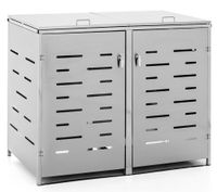 Mülltonnenverkleidung 2er Mülltonnenbox aus Edelstahl, ca. 138 x 115 x 77,5 cm - Silber