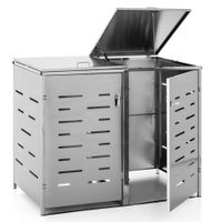 Mülltonnenverkleidung für 2er Mülltonnenbox aus Edelstahl, ca. 207*77,5*115 cm - Silber
