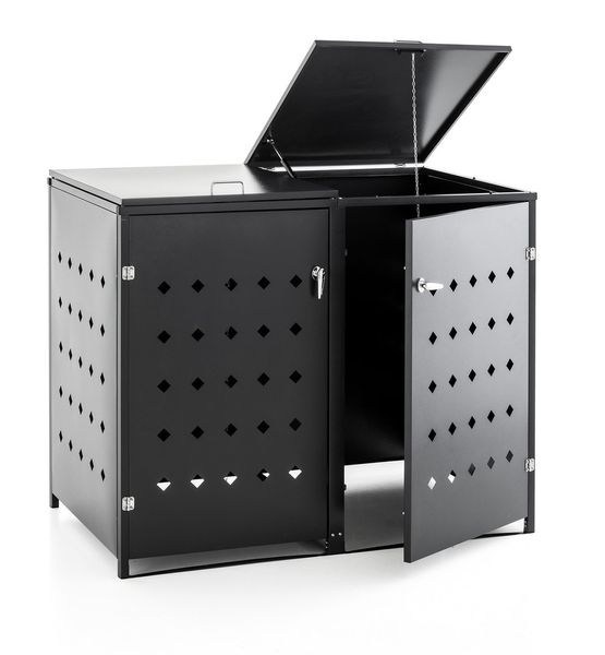 2er Mülltonnenbox Raute aus Edelstahl, ca. 138 x 115 x 77,5 cm - Anthrazit