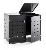 Mülltonnenverkleidung für 2er Mülltonnenbox Raute aus Edelstahl, ca. 138 x 77,5 x 115 cm - Anthrazit