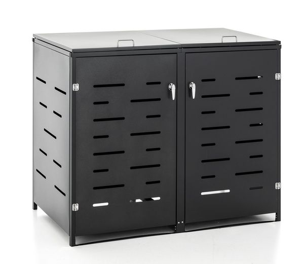2er Mülltonnenbox aus Edelstahl, ca. 138 x 115 x 77,5 cm - Anthrazit