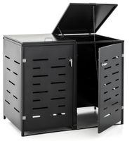 Mülltonnenverkleidung 2er Mülltonnenbox aus Edelstahl, ca. 138 x 115 x 77,5 cm - Anthrazit