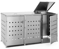 Mülltonnenverkleidung für 3er Mülltonnenbox Raute aus Edelstahl, ca.138*77,5*115 cm- Silber