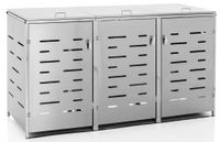 Mülltonnenverkleidung für 3er Mülltonnenbox aus Edelstahl, ca. 207 x 77,5 x 115 cm - Silber