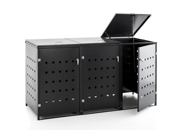 3er Mülltonnenbox Raute aus Edelstahl, ca. 207 x 77,5 x 115 cm - Anthrazit