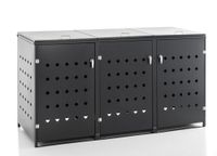 Mülltonnenverkleidung 3er Mülltonnenbox Raute aus Edelstahl, ca. 207 x 77,5 x 115 cm - Anthrazit