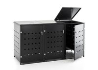 Mülltonnenverkleidung für 3er Mülltonnenbox Raute aus Edelstahl, ca. 207 x 77,5 x 115 cm - Anthrazit