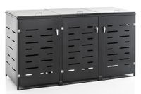 Mülltonnenverkleidung für 3er Mülltonnenbox aus Edelstahl, ca. 198 x 80 x 116cm - Anthrazit