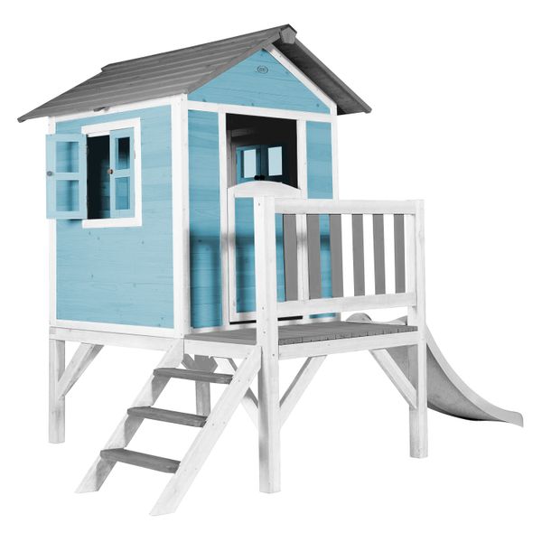 Lodge XL Spielhaus Karibisches Blau - Weiße Rutsche