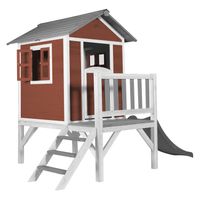 Lodge XL Spielhaus Skandinavisches Rot - Graue Rutsche