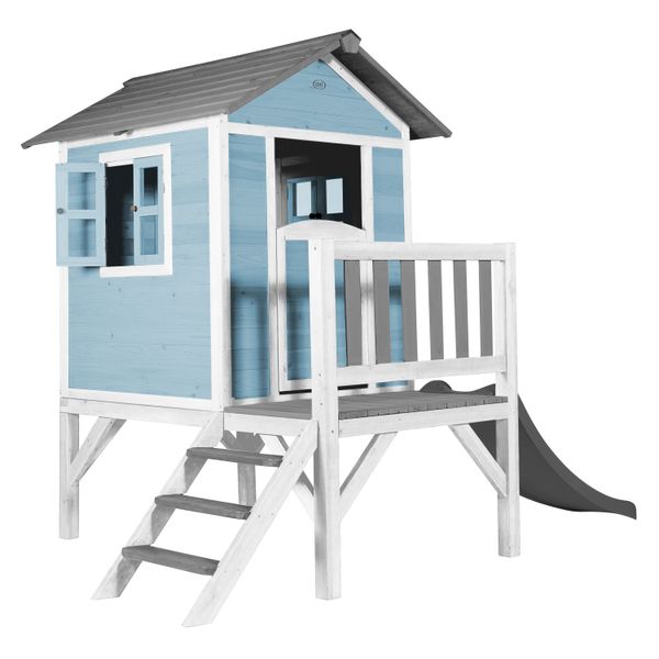 Lodge XL Spielhaus Karibikblau - Graue Rutsche