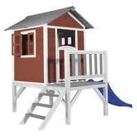 Lodge XL Spielhaus Skandinavisches Rot - Blaue Rutsche