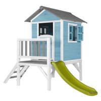 Lodge XL Spielhaus Karibisches Blau - Lindgrüne Rutsche