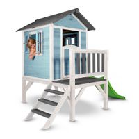 Lodge XL Spielhaus Karibisches Blau - Lindgrüne Rutsche