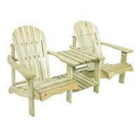 Valerie Doppelter Gartenstuhl mit Tisch aus Holz 175 cm - Natur