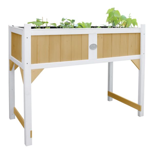 Hochbeet mit gartenvlies Braun/Weiß