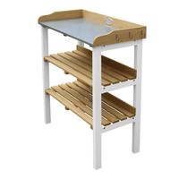Pflanztisch mit Ablageflächen Braun/Weiß