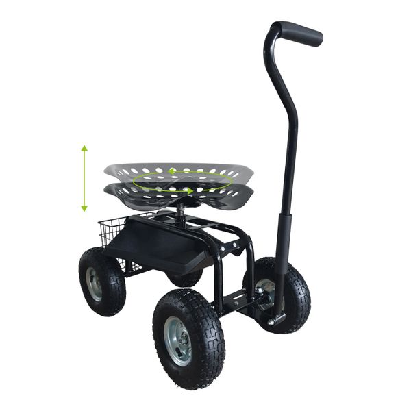 AG22 Fahrbarer Gartensitz Schwarz