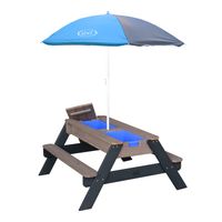 Nick Sand & Wasser Picknicktisch Anthrazit/grau - Sonnenschirm Grau/blau