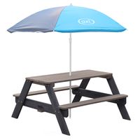 Nick Picknicktisch Anthrazit/Grau - Sonnenschirm Blau/grau