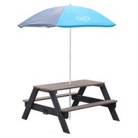 Nick Picknicktisch Anthrazit/Grau - Sonnenschirm Blau/grau