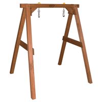 Babyschaukel Braun mit Sitz Grau/Weiß