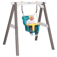 Babyschaukel Grau/weiß mit Sitz Türkis/gelb