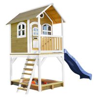 Sarah Spielhaus Braun/weiß mit Blaue Rutsche
