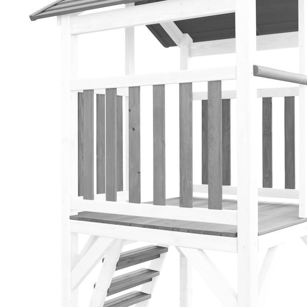 Beach Tower Spielturm mit Klettergerüst und Doppelschaukel - Graue Rutsche