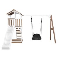 Beach Tower Spielturm mit Roxy Nest Schaukel Braun/weiß - Weiße Rutsche