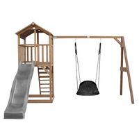 Beach Tower Spielturm mit Roxy Nest Schaukel Braun - Graue Rutsche