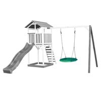 Beach Tower Spielturm mit Summer Nestschaukel - Graue Rutsche