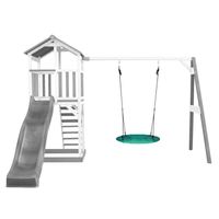 Beach Tower Spielturm mit Summer Nestschaukel - Graue Rutsche