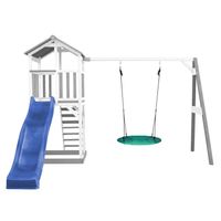 Beach Tower Spielturm mit Summer Nestschaukel - Blaue Rutsche