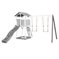 Beach Tower Spielturm mit Doppelschaukel - Graue Rutsche