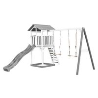 Beach Tower Spielturm mit Doppelschaukel - Graue Rutsche