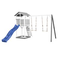Beach Tower Spielturm mit Doppelschaukel - Blaue Rutsche