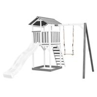 Beach Tower Spielturm mit Einzelschaukel - Weiße Rutsche