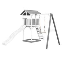 Beach Tower Spielturm mit Einzelschaukel - Weiße Rutsche