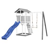 Beach Tower Spielturm mit Einzelschaukel - Blaue Rutsche