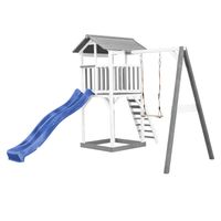 Beach Tower Spielturm mit Einzelschaukel - Blaue Rutsche