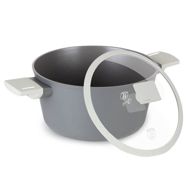 BH/7066 Aspen Collection Kasserolle in Grau mit Deckel Topf Durchmesser 20 cm