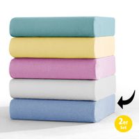 Premium Jersey Spannbetttuch, 2er Set, 90-100x200 cm, hellblau